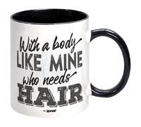 Bomblighters Baldy Mug - with a Body Like Mine who Needs Hair - Baldi Old Person Mug Gift for dad Father him Husband