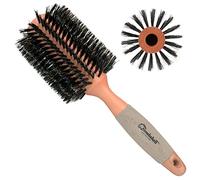 Bombshell Boar Bristle Round Brush - Sustainable Styling Brush with Natural Wood Handle for Blow Outs and Curling