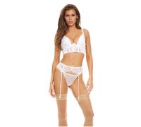 Bombshell Boudoir P Boo Wire 3 Pc Set White L