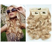 BOMBSHELL HAIR EXTENSIONS 250g 24" Curly 3 Pieces Full Head Clip On Hair Extensions Hair Piece Wig-LIGHT MEDIUM BLONDE M05