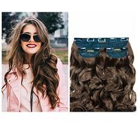 BOMBSHELL HAIR EXTENSIONS 250g 24" Curly 3 Pieces Full Head Clip On Hair Extensions Hair Piece Wig (M10 LIGHT CHOCOLATE BROWN)
