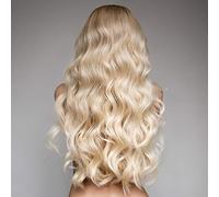 BOMBSHELL HAIR EXTENSIONS 250g 24" Curly 3 Pieces Full Head Clip On Hair Extensions Hair Piece Wig (M24 HIGHLIGHTS CHAMPAGNE BLONDE)