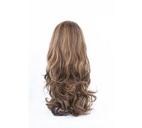 Bombshell Hair Extensions 3/4 Half Head Hair Piece 24 inches Heat Resistant Synthetic Long Curly Thick Wig (M22 HIGHLIGHTS TOFFEE BROWN)