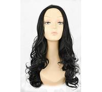 Bombshell Hair Extensions 3/4 Half Head Hair Piece 24 inches Heat Resistant Synthetic Long Curly Thick Wig (M02 NATURAL BLACK)