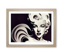 Bombshell Woman BLK Framed Wall Art Print A2 Oak