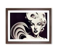 Bombshell Woman BLK Framed Wall Art Print A2 Walnut
