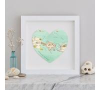 Bombus Men's Bali Map Heart Print Wall Art in Aqua Bombus Aqua
