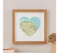 Bombus Men's Norfolk Map Heart Print Wall Art in Blue Bombus Blue