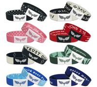 BomBuull 8PCS Daily Bible Verse Bracelets, Bible Verse Cross Bracelet with NFC, Inspirational Religious Christian Bracelet Gifts, Elastic String Faith Friendship Jewelry for Teens Men Women, One Size