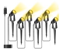 Bomcosy Garden Spotlights Mains Powered, 66FT/20M Landscape Lights, 3000K 27V Spike Light Mains IP65 Waterproof Outdoor Garden Lights Pathway Lighting for Lawn Yard, Patio Decorations