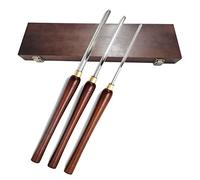 BomDog Bowl Gouge Lathe Chisel Set, 3 Pieces Wood Lathe Turning Tools with Hss Blade,Walnut Handle and Brass Ferrules(1/4", 3/8 and 1/2" Flute)