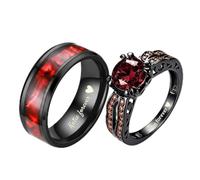 BomdoG Custom Engraved Promise Rings Set for Couples | Tungsten Wedding Ring for Men,AAA CZ Matching Ring for Women,5 Gem Color,Engagement Wedding Valentines Day Gift,Size 6-13