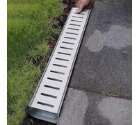 BomDog Drain Covers Outdoor Garden Resin Trench Drain with Stainless Steel Grate/W10Cm(4") Xh6Cm(2 3/8")