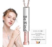 Bomefoi Be Kind Of A Badass Necklace | Secret Message Necklace - Elegant Square Tube Pendant, Stainless Steel Encouragement Pendant, Hilarious Jewelry For Women Sisters