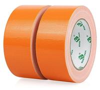 BOMEI PACK 2 Packs Orange Duct Tape 230mic thickness Reinforced Cloth Gaffer Tape 48mm x 30Y Waterproof for Pipeline ducts Fixing Repairing,Heavy duty Sealing,Bundling,Strapping,labeling