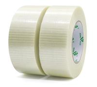 BOMEI PACK 2 Roll Filament Tape Crossweave Reinforced Strong Fiberglass Tape 170mic x 50mm x 50m,Bi-Directional Filament Strapping Tape for Heavy Duty Moving Bundling Sealing