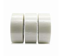 BOMEI PACK 3 Pack Strong Crossweave Reinforced Transparent Bi-Directional Filament Strapping Tape,Fiberglass Reinforced Heavy Duty Tape 170mic x 50mm x 50m