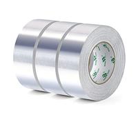 BOMEI PACK 3 rolls Aluminum foil tape Resistant High Temperature 50 mm x 50 m,Moisture,UV resistant Waterproof for Pipes Repairing,Insulating,heating and ventilation (HVAC) duct work