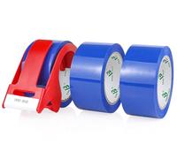 BOMEI PACK 3 x Parcel Tape 48 mm x 66 m, Blue Adhesive Tape, Packing Tape for Moving Boxes and Shipments, Packaging Tape, Safe and Durable Parcel Tape with Plastic Dispenser