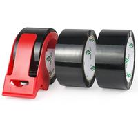 BOMEI PACK Coloured Packing Tape 3Rolls 48mm x 66m with dispenser Durable Heavy Duty Packaging tape for Shipping Moving Boxes&Office Strong Adheisve Parcel Tape for Cartons Mailing&Storage (Black)