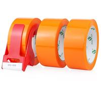 BOMEI PACK Coloured Packing Tape 3Rolls 48mm x 66m with dispenser Durable Heavy Duty Packaging tape for Shipping Moving Boxes&Office Strong Adheisve Parcel Tape for Cartons Mailing&Storage (Orange)