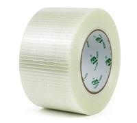 BOMEI PACK Crossweave Reinforced Tape 1 roll 75mm x 50m Strong 170mic thickness Clear Bi-Directional Filament Strapping Fiberglass Reinforced Heavy Duty Bundling Tape