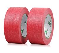 BOMEI PACK Painters Red Masking Tape 2 Rolls 48mm x 50m for Artist Creative Decoration DIY Crafts Masking paper tape,Painting Frame lines shaping Masking