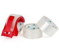 BOMEI PACK Quiet Clear Packing Tape No Noise Silent box Tape for Heavy Duty Moving Shipping Box Sealing Packaging 3 Rolls 60mic x48mm x66m with a Tape Dispenser