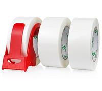 BOMEI PACK White Packing Tape 3Rolls 48mm x 66m with dispenser Durable Heavy Duty Packaging tape for Shipping Moving Boxes&Office Use -Strong Adheisve Parcel Tape for Cartons Mailing&Storage