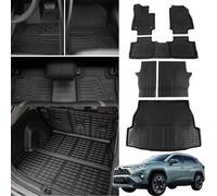 Bomely Fit 2019 2020 2021 Rav4 Trunk Floor Mat TPE Cargo Liner All Weather Rubber Mat Toyota Rav4 Accessories (Backrest Mats+Cargo Liner+Floor Mats)