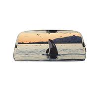 BOMENG Killer Whale Leather Pencil Case Multifunction Portable Pencil Pouch Large Capacity Cosmetic Bag Pouch Purse, Gold, One Size, Pencil Case