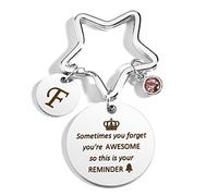 BOMEON Keyring Gifts Letter F Graduation for Her Daddy Birthday Mothers Day Cousin Teachers Godfather Spiritual Godparent Presents Colleague Silver-f