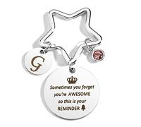 BOMEON Keyring Gifts Letter G Sister Birthday Mum Presents for Men Grandad Auntie Grandma Dad Best Friend Retirement Silver-g