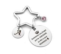 BOMEON Keyring Inspirational Gifts For Women Key Ring Charm Alphabet A Lettre Friendship Friends Encouragement Girlfriend Family Best Friend Bff Appreciation Colleague Coworker, Silver-a