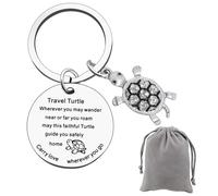 Bomesy Travel Gifts, Tortoise Key Ring with Velvet Pouch, Sea Turtle Keychain for Women Men, Good Luck Gifts for Passed Driving Test, New Car, Bag Charms for Womens Handbags, Holiday Present