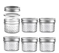 BOMEX Mason Jars Airtight Lids Glass Canning Jars 3.4oz/100ml Regular Lids Spice Jars Honey Jars for Yogurt,Jam,Spice,Overnight Oats Canning, Preserving,Decorations,Jelly,Dessert,6 Pack (3.4 oz)