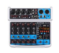 BOMGE 6 Channel mini DJ Audio sound mixer console with USB interface, Bluetooth, Stereo Recording, 48V Phantom Power, 24 DSP effects for karaoke, singing, live,streaming,pc recroding. (white)