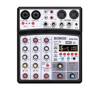 BOMGE Professional 4 Channel 99DSP DJ Audio Sound Mixer Interface Mixing Console Desktop Karaoke with MP3 Input, USB, Bluetooth Input, Stereo Recording, 48V Phantom Power (04D-Balck)