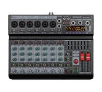 BOMGE Professional 8 Channel DJ Audio Mixer, Sound Mixer with 99 DSP Effects/7-band EQ/USB Drive/Bluetooth/Compute/48V Phantom for PC Recording Karaoke Studio Streaming