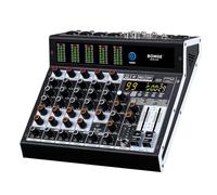 BOMGE Professional audio mixer 6 Channel Mixing Console with 99 DSP Effect, +48V Phantom, Bluetooth,USB Interface.2 AUX.FX Processor for studio recording & Live Performances