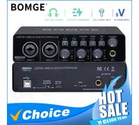 BOMGE U202 USB Audio Interface with Mic Preamplifier XLR/TSR/TS Ports 48V 32-Bit/192kHz Resolution for computer recording Stream