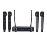 BOMGE Wireless Microphone System 4-Channel, UHF Cordless Dynamic Four Mics Set,Auto Connect, All Metal Design,for Home Karaoke, Meeting, Party, Church, DJ, Wedding, Home KTV Set, 260ft