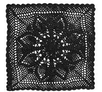 BOMHCS 14.5 in to 15.5 in Crochet Lotus Flower Square Lace Doilies Cup Basket Green Plant Placemats Table Coasters Handmade (1, Black)