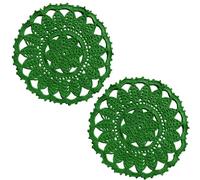 BOMHCS 2 PCS Leaves Flower Lace Doilies 8 in to 9 in Crochet Round Coasters Dining Room Elegant Tableware Place Mats (Green)