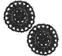 BOMHCS 2 PCS Leaves Flower Lace Doilies 8 in to 9 in Crochet Round Coasters Dining Room Elegant Tableware Place Mats (Black)