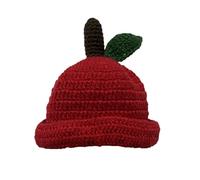 BOMHCS Crochet Apple Beanies Knits Hat Handmade Cute Women Lady Cosplay Cap (US, Alpha, Large, Standard, Red)