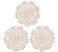 BOMHCS Elegant Lace Doilies 3 Pieces Handmade Crochet Coasters Lampshade Placemats Wedding Mats Home Table Decorations (Beige, 11 in to 12 in,3 PCS)
