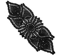 BOMHCS Handmade Crochet Doilies Halloween Spiderweb Lace Placemats Holiday Kitchen Dinner Mat Cafe Table Runner (Black, 6 in x 19 in - 1PCS)