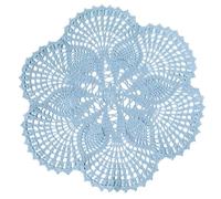 BOMHCS Handmade Crochet Lace Doily 15 inches to 17 inches Round 6 Petals Flower Placemats Coasters Vintage Doilies Vase Cup Mats (1, Light Blue)