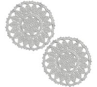 BOMHCS Leaves Flower Lace Doilies 8 in to 9 in Crochet Round Coasters Dining Room Elegant Tableware Place Mats (Light Grey, Pack of 2 PCS,8 in to 9 in)